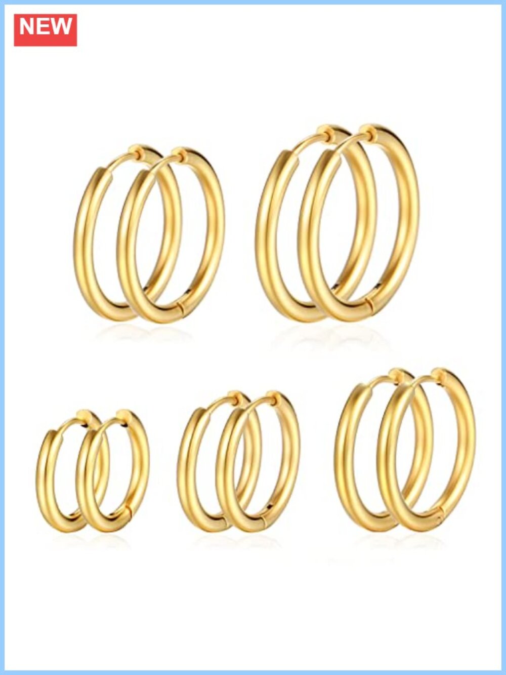 Stainless Steel Hoop Earrings Set Huggie Hypoallergenic Lightweight